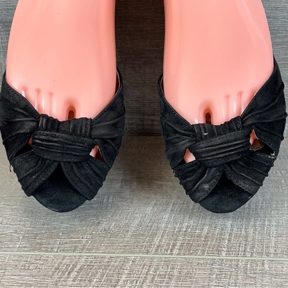 Sam Edelman sz 8.5 Qiana black suede platform wedge peeptoe heels